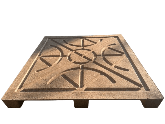 Flat surface presswood pallet, weight 15-22Kg, pallet size 1200x1000mm, made from waste wood scraps